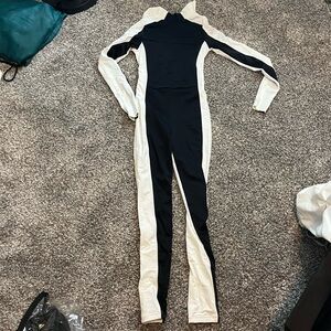 black and white unitard dance costume